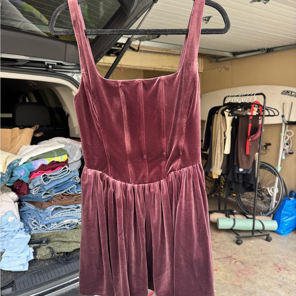 Zara Velvet Mini Dress in Deep Burgundy